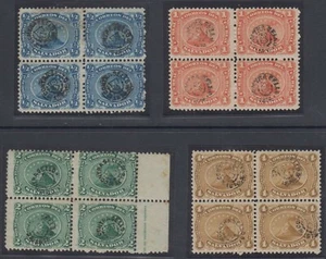 EL SALVADOR 1874 Sc 5-8 FULL SET IN BLOCKS OF FOUR MNH F,VF & SCARCE SCV$480.00+ - Bild 1 von 1