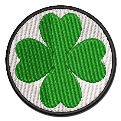 Four Leaf Clover Lucky Solid Multi-Color Embroidered Iron-On Patch Applique - Image 1 of 4