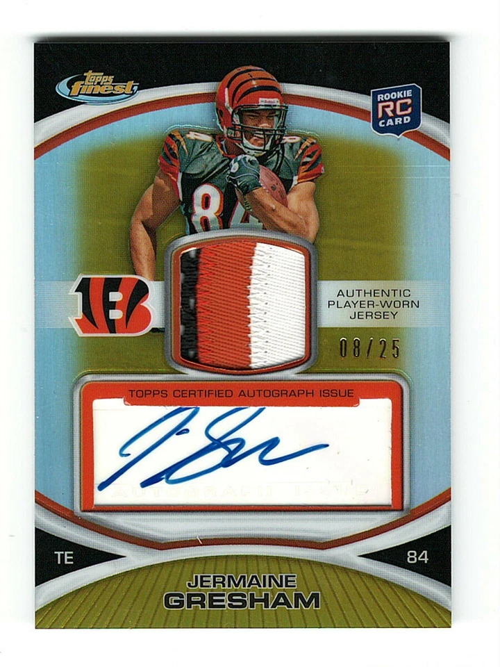 Jermaine Gresham 2010 Finest Rookie Patch Autographs Gold Refractors #27 Card - Image 1 of 1