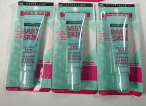 Lot Of 3 Maybelline Baby Skin Instant Pore Eraser Primer #010 Clear, 0.67 fl oz