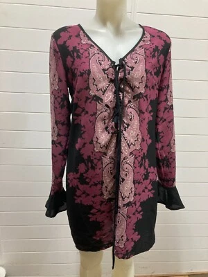 Ladies Clothing Ban Of Gypsies Size 12 Bohemian Dress Shirt Long Sleeve  - image 1 of 4