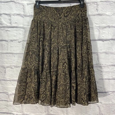 Falda para mujer Lauren Ralph Lauren grande marrón línea A cachemira 100 % seda en capas Foto 1 de 4