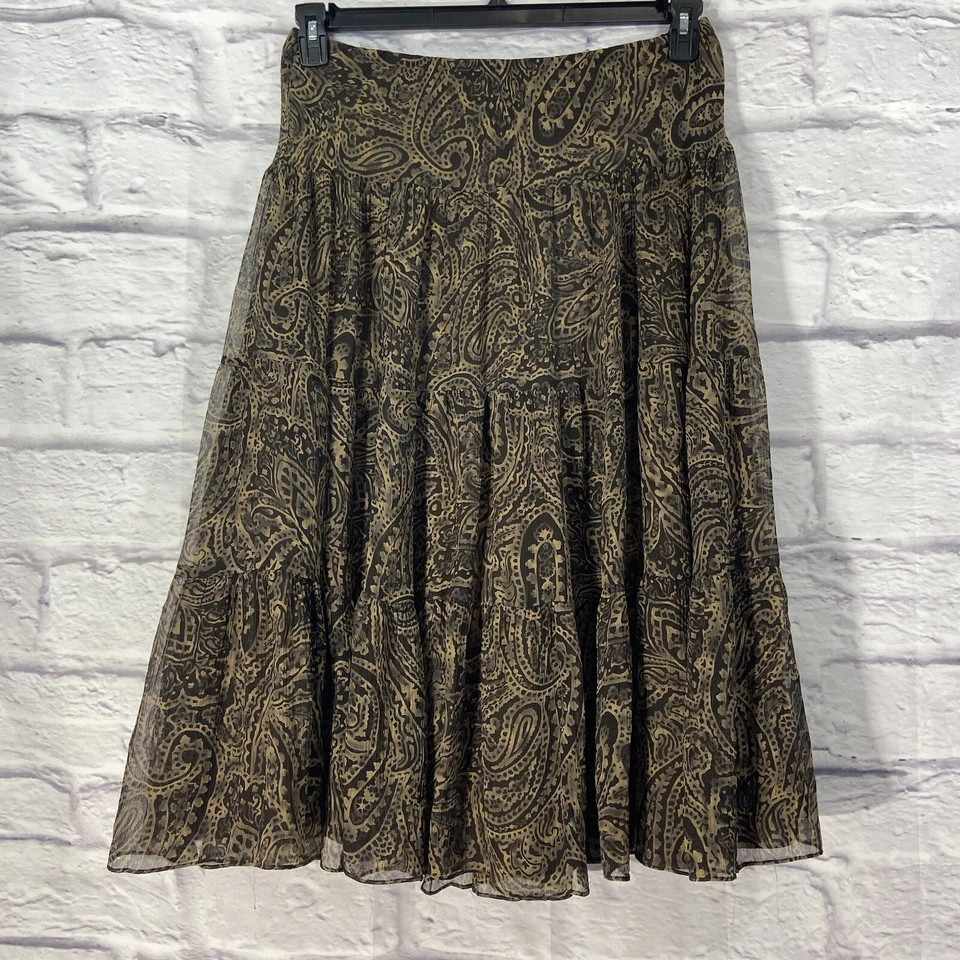 Falda para mujer Lauren Ralph Lauren grande marrón línea A cachemira 100 % seda en capas Foto 1 de 4