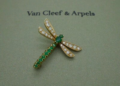 Broche prendedor Van Cleef & Arpels libélula libélula diamante esmeralda oro 18k Foto 1 de 4