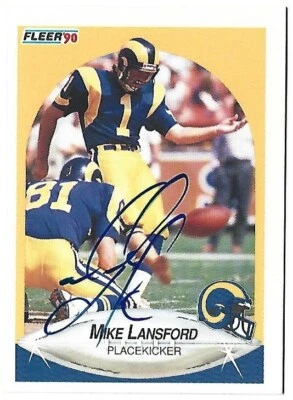 1990 FLEER MIKE LANSFORD LOS ANGELES RAMS SIGNED ON CARD AUTO CARD #41 - Image 1 of 2