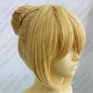 Yellow Cosplay Wig Gold color Clip Bun+Gift Hairnet 1085 - Picture 1 of 11