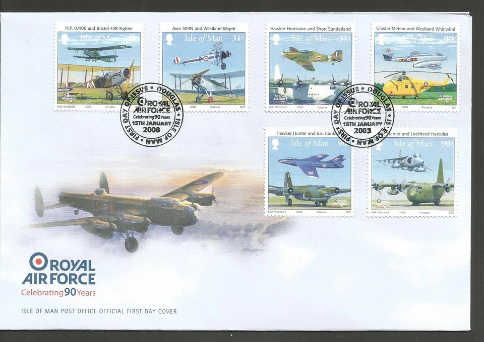 ISLE OF MAN 2008 ROYAL AIR FORCE SET on UNADDRESSED FIRST DAY COVER - Image 1 of 1