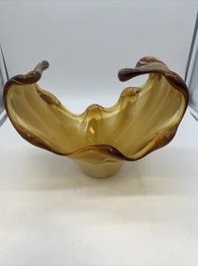 Large Amber Glass Decorative Bowl - Picture 1 of 13