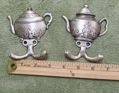 茶壶双黄铜大衣钩壁挂装饰衣架复古2件套 — 第 1/4 张图片