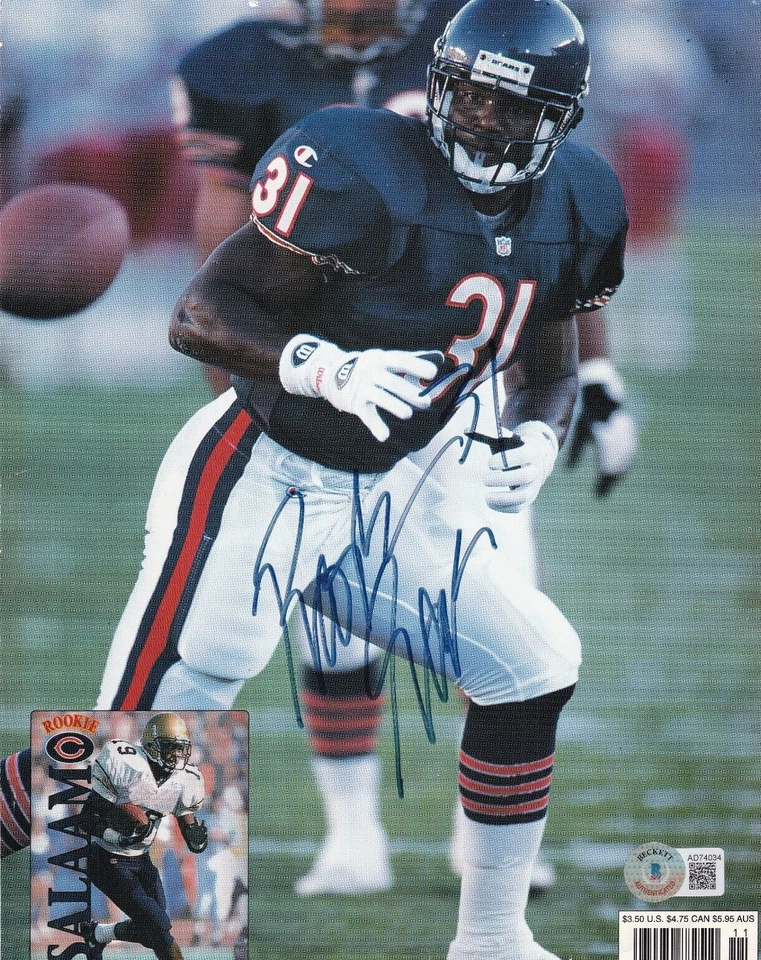 Cubierta de revista Beckett firmada por Rashaan Salaam (CHICAGO BEARS) BECKETT AD74034 Foto 1 de 1