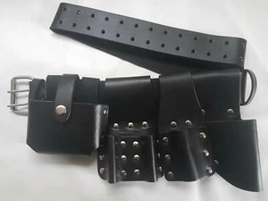 Scaffold Black Leather Tools Belt - Full Tool Set Spanner Frog Level Tape Holder - Picture 1 of 2