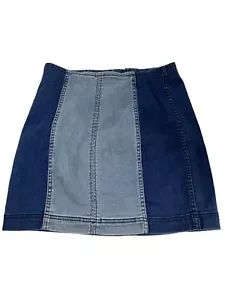 Pacsun Womens Skirt Size 27 Denim Two Tone Panel Blue Short Mini Stretch - Picture 1 of 6