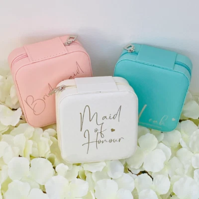 Personalised Jewellery Box,Travel Jewellery Box with initialsGift for mum travel - Image 1 of 4