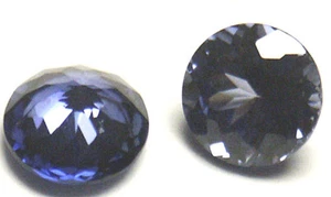 A pair of 5 mm Round Double Brillant Light Blue Created Sapphire - Picture 1 of 1