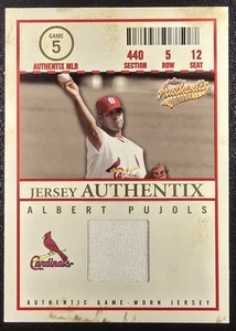 Camiseta Fleer Authentix 2005 Albert Pujols Authentix juego usada reliquia patio - Imagen 1 de 2