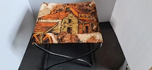 Antiker viktorianischer Eisen Klappwagen Buggy Fußhocker kleiner Hocker MCM - Bild 1 von 7