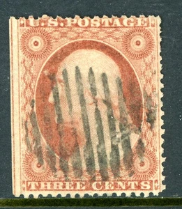 USA 1857 Washington 3¢ Dull Red Scott #26 VFU O640 - Picture 1 of 6