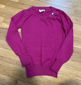 Cherokee Girl’s Long Sleeve Sweater Magenta Pink With Accent Bow  Sz M 7/8 - Picture 1 of 3
