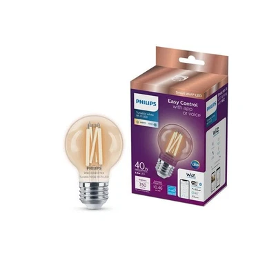 40-Watt Equivalent G16.5 Smart Wi-Fi Vintage Edison LED Light Bulb Tunable Soft - Image 1 of 2