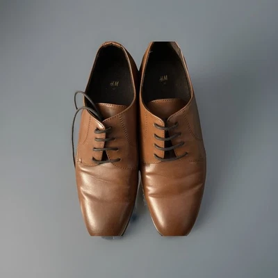 Zapatos Derby H&M Para Hombre Marrón Claro 100% Cuero Talla US 8.5 Calidad Premium Foto 1 de 4