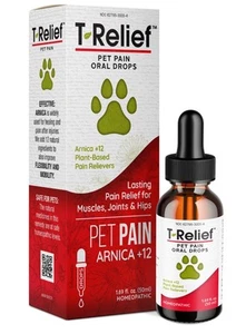T-Relief Pet Pain Relief Drops Arnica +12 Powerful Natural Medicines Help Red... - Picture 1 of 8