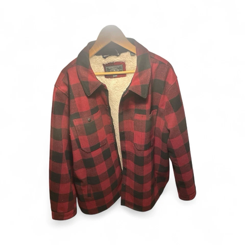 G.H. Bass & Co Sherpa Forrada Buffalo Camisa Chaqueta a Cuadros Roja Negra Para Hombre’s L Foto 1 de 2