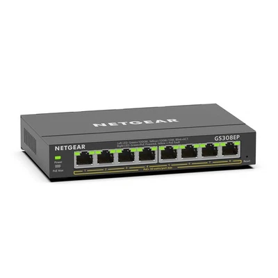 NETGEAR GS308EP Switch 8 Port Gigabit Ethernet LAN PoE Switch Plus (with 8x PoE+ - Image 1 of 4