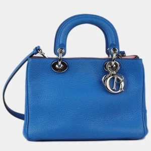 Christian Dior Mini Bolso Eléctrico Azul Granulado Cuero de Becerro Pequeño Auténtico - Imagen 1 de 15