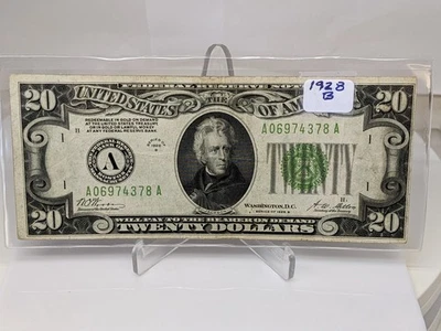 1928B $20 Gold On Demand VF+ Federal Reserve Note Boston Mass. #472 - Image 1 of 4