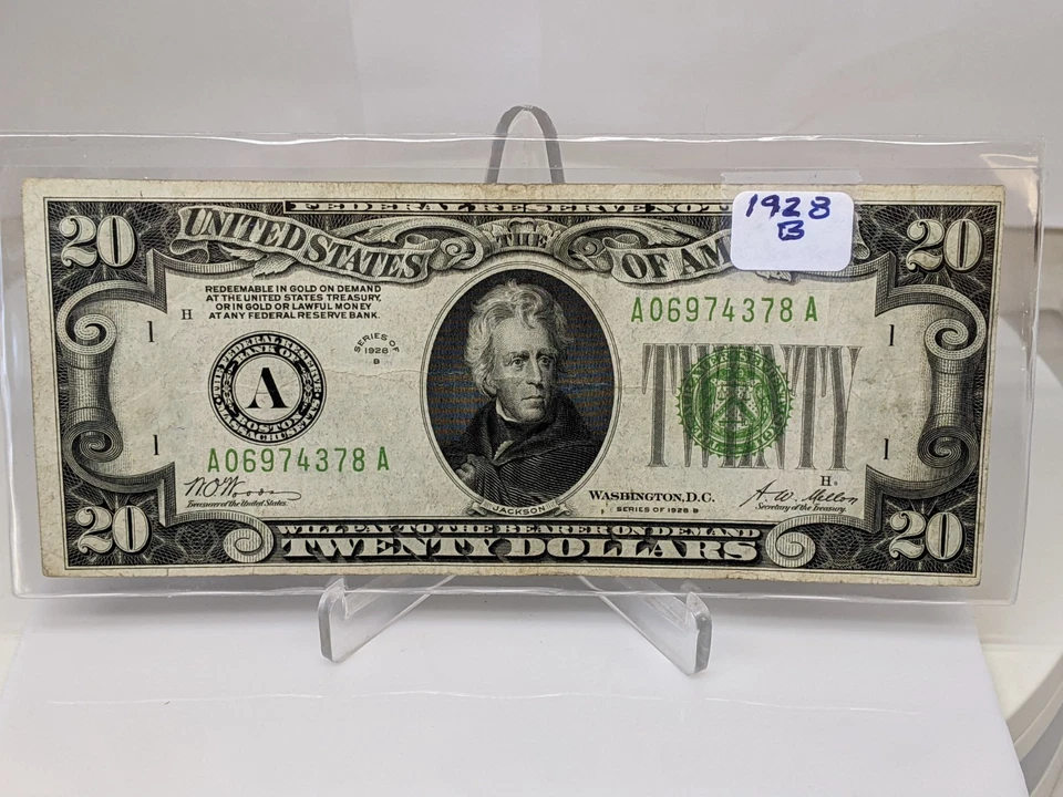 1928B $20 Gold On Demand VF+ Federal Reserve Note Boston Mass. #472 - Image 1 of 4