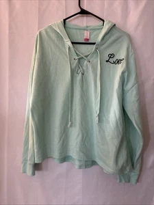 No Boundaries “love” Mint Green Long Sleeve Sweater/ Hoodie Size: XL 15-17 - Picture 1 of 8