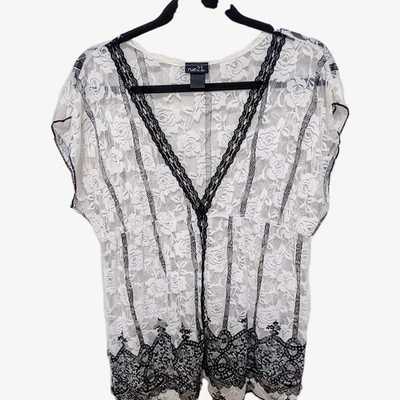 Top Jr M Transparente Negro Blanco Encaje Hada Gótico Romántico Femenino Cintura Imperio Y2K Foto 1 de 4