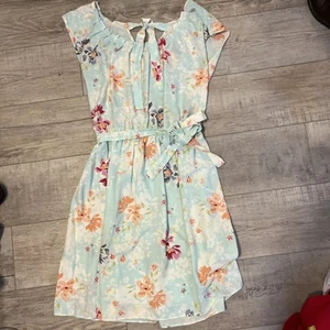 LC Lauren Conrad Womens Floral Dress Size Small Pastels Watercolor Knee Length - Picture 1 of 8