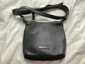 White Stuff Handbag Black Leather & Velvet Handbag Crossbody New Other - Picture 1 of 13