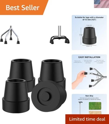 Paquete de 4 puntas de bastón cuádruple de repuesto - pie de goma antideslizante de 1/2 pulgada - duradero A... Foto 1 de 4