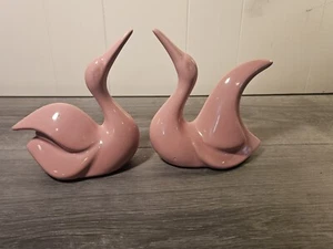 2er Set Vintage Keramik rosa Schwan Figuren, Deko Stil, Made in Brazil - Bild 1 von 11
