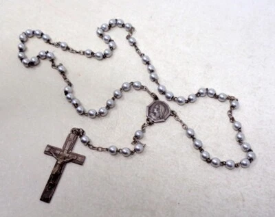 Superbe chapelet ancien en métal - 35 ctms - Photo 1/3