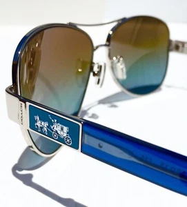 NEW COACH Chrome Aviator CHRISTINA Blue POLARIZED Brown Gradient Len HC7047 L103 - Picture 1 of 13