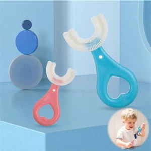 Cepillo de dientes para niños en forma de U cepillo de dientes infantil edades 2-12 cepillo de limpieza cuidado de silicona - Imagen 1 de 16
