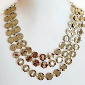 Collar Talbots Triple Fila Discos Tono Dorado Clásico Atemporal Versátil Carrera - Imagen 1 de 8