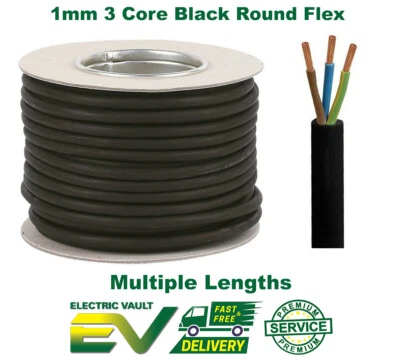 RUBBER CABLE 3 CORE 1.0MM HO7RN-F HEAVY DUTY GARDEN POND OUTDOOR SITE EXTENSION - Image 1 of 3