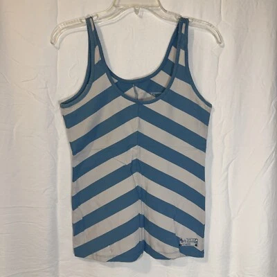 OAKLEY X 大号蓝色雪佛龙条纹背心女士无袖健身健身房 — 第 1/4 张图片