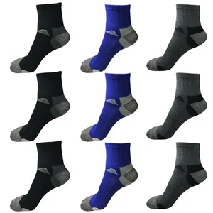 9 Pairs Mens Mid Cut Ankle Quarter Athletic Casual Sport Cotton Socks Size 6-12 - Picture 1 of 23