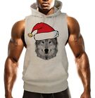 New Men's Christmas Wolf Sleeveless Vest Hoodie Holiday Santa Claus Xmas B1470