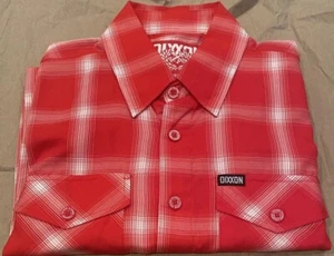 Camisa Dixxon Third Street Para Hombre S Roja A Cuadros Manga Corta Abotonada D-Lite Fiesta - Imagen 1 de 3