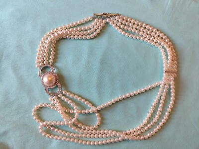 Flapper Опра стиль имитация жемчуг и стразы многослойное ожерелье  - Изображение 1 из 4