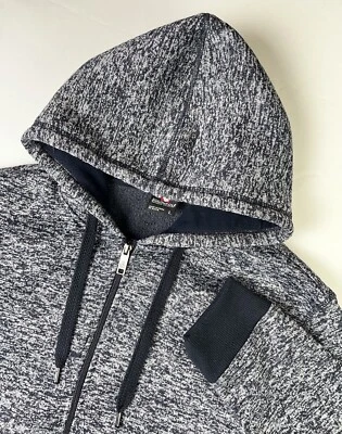 Подлинный мужской большой черный пуловер с капюшоном на молнии с длинным рукавом карман - Изображение 1 из 4