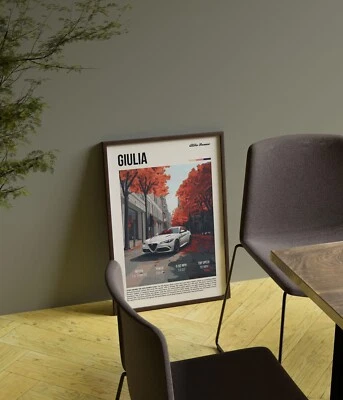 Alfa Romeo Giulia Poster - Retro Style Italian Sedan Wall Art   - Poster Decor - Image 1 of 4