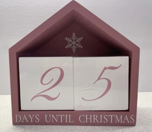 Pink Christmas Countdown Calendar Wood Blocks 6" Holiday Romance Collection NEW - Picture 1 of 8