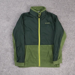 Columbia Fleece Nylon Youth Large Green Long Sleeve Full Zip Collared Jacket - Picture 1 of 11